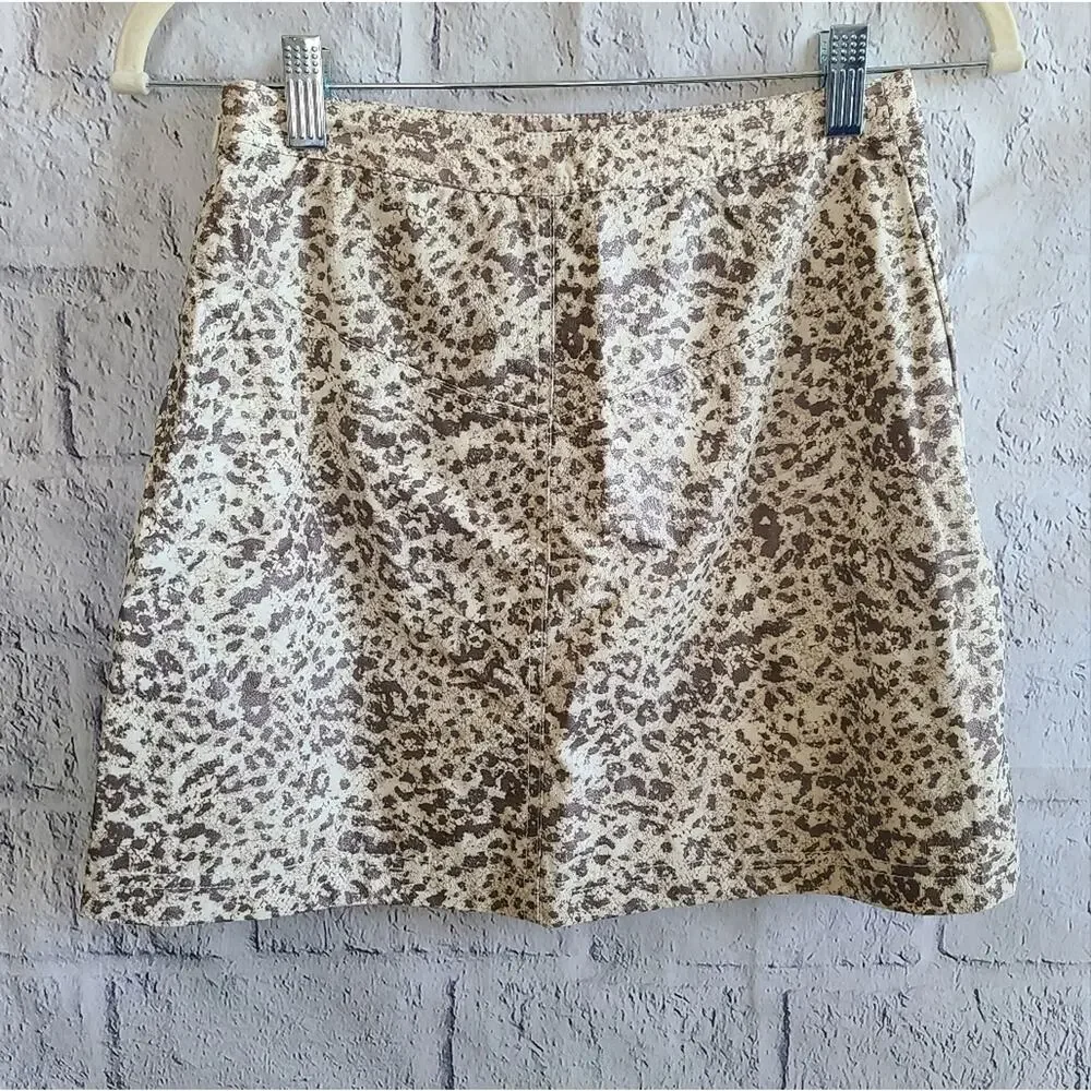 Free People NWT Fake Out Faux Leather Mob Wife Animal Print Mini Skirt